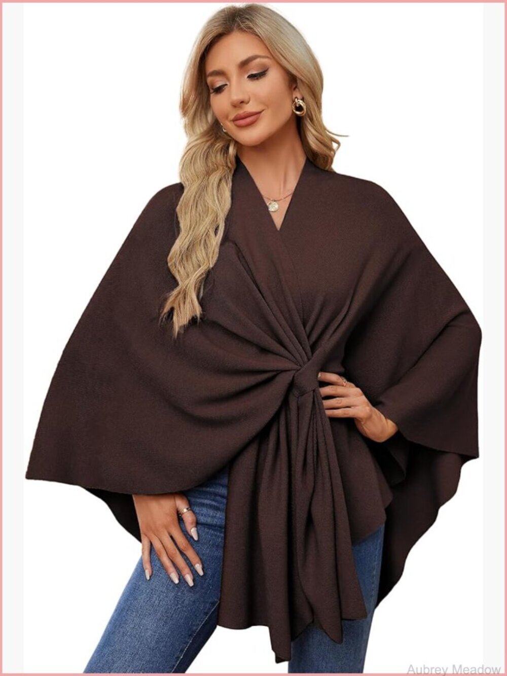 Elegant Shawl Wrap Poncho Sweater Open Front Soft Viscose Blend